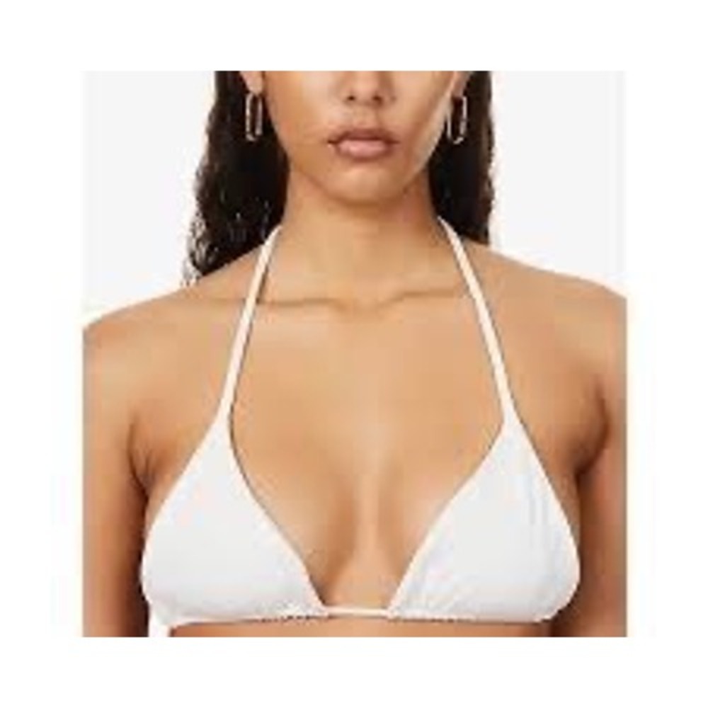 AEXAE White Triangle Bikini Top Recycled Polyester Halter Swimwear Small NEW